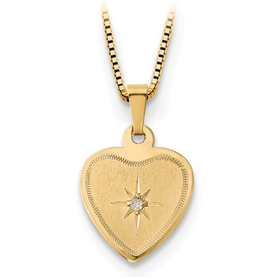 14K 16mmDiamond Heart Locket & Gold-plated Sterling 12mm Pendant