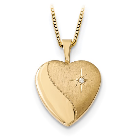 14K 16mm Diamond Heart Locket & Gold Plated SS 12mm Pendant