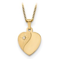 14K 16mm Diamond Heart Locket & Gold Plated SS 12mm Pendant view 3