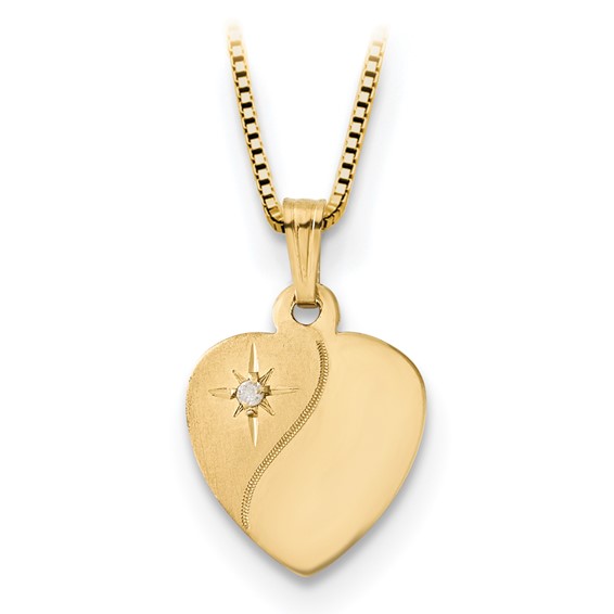 14K 16mm Diamond Heart Locket & Gold Plated SS 12mm Pendant