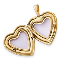 14K 16mm Diamond Heart Locket & Gold Plated SS 12mm Pendant view 4