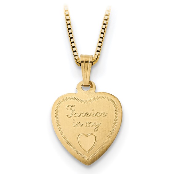 14K 16mm Forever in Heart Locket/Gold-plated Sterling 12mm Pendant