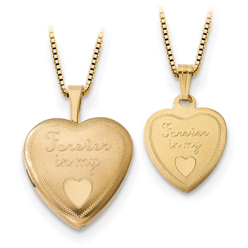 14K 16mm Forever in Heart Locket Gold-plated Sterling 12mm Pendant