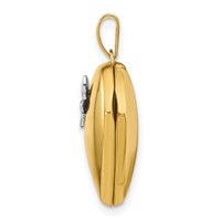 14K Two-Tone Polished Butterfly 18mm Heart Locket view 2