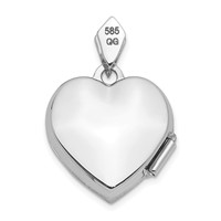 14K White Gold Diamond Vintage Filigree with Blue Fabric Interior 15mm Heart Locket view 3