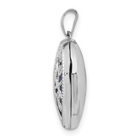 14K White Gold Cut-out Tree of Life with Blue Fabric Interior 18mm Heart Locket view 2
