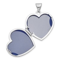 14K White Gold Cut-out Tree of Life with Blue Fabric Interior 18mm Heart Locket view 4