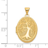 14K Yellow Gold Tree 21x 16mm Oval Locket view 5