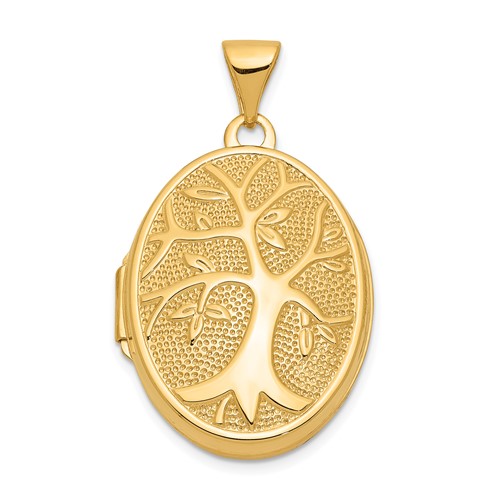 14K Yellow Gold Tree 21x 16mm Oval Locket