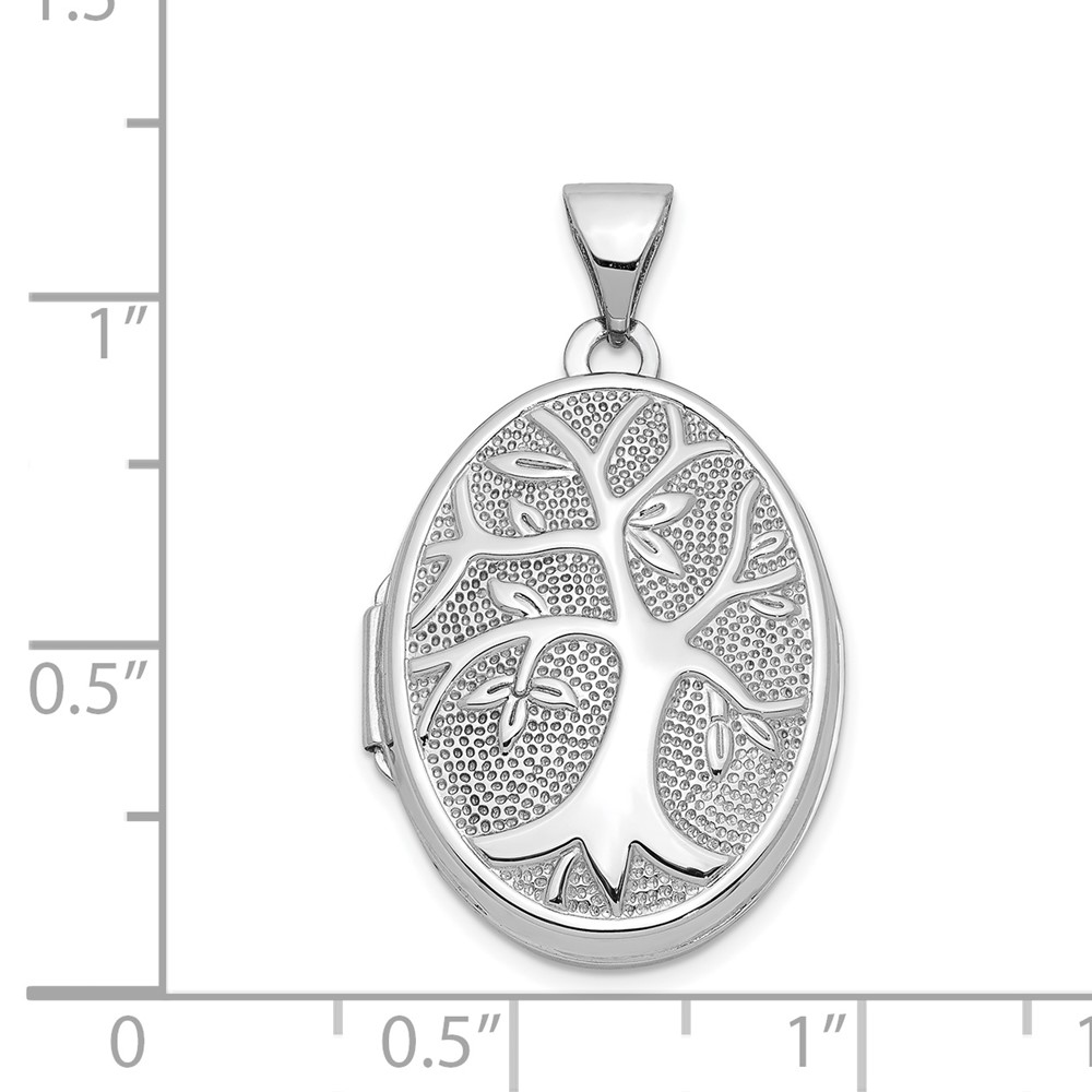 14k White Gold Tree 21x16mm Oval Locket (XL699)