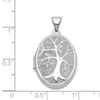 14K White Gold Tree 21x 16mm Oval Locket view 5