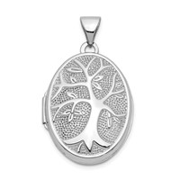 14K White Gold Tree 21x 16mm Oval Locket view 1
