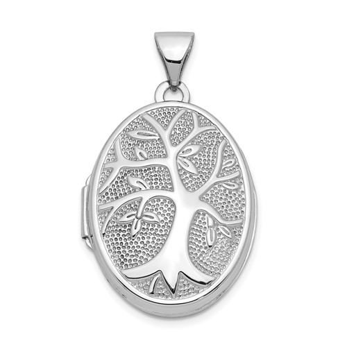 14K White Gold Tree 21x 16mm Oval Locket