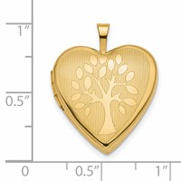 14K Yellow Gold Polished Tree 20mm Heart Locket view 2