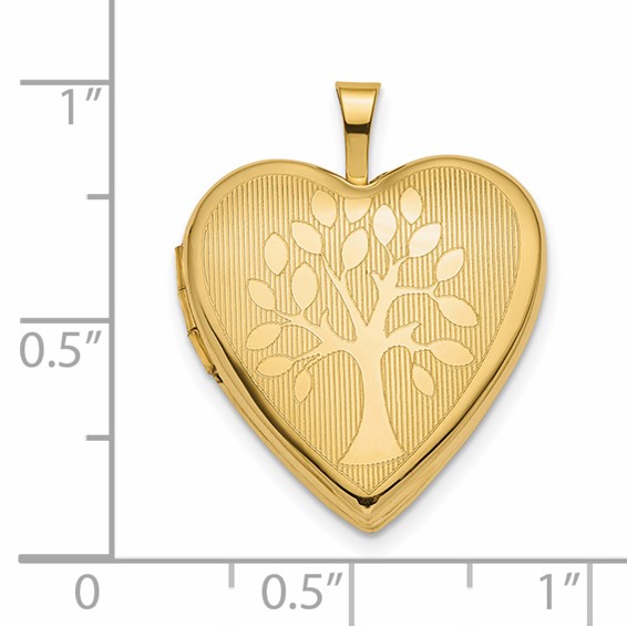 14K Polished Tree 20mm Heart Locket