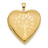 14K Yellow Gold Polished Tree 20mm Heart Locket view 1
