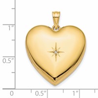 14K Yellow Gold Diamond Star Ash Holder 24mm Heart Locket view 2