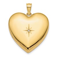 14K Yellow Gold Diamond Star Ash Holder 24mm Heart Locket view 1