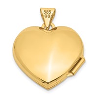 14K Yellow Gold Polished Domed Plain 18mm Heart Locket view 3