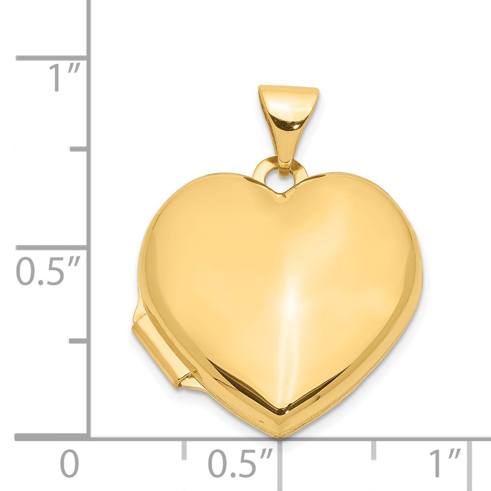 14k Polished Domed Plain 18mm Heart Locket (XL72)