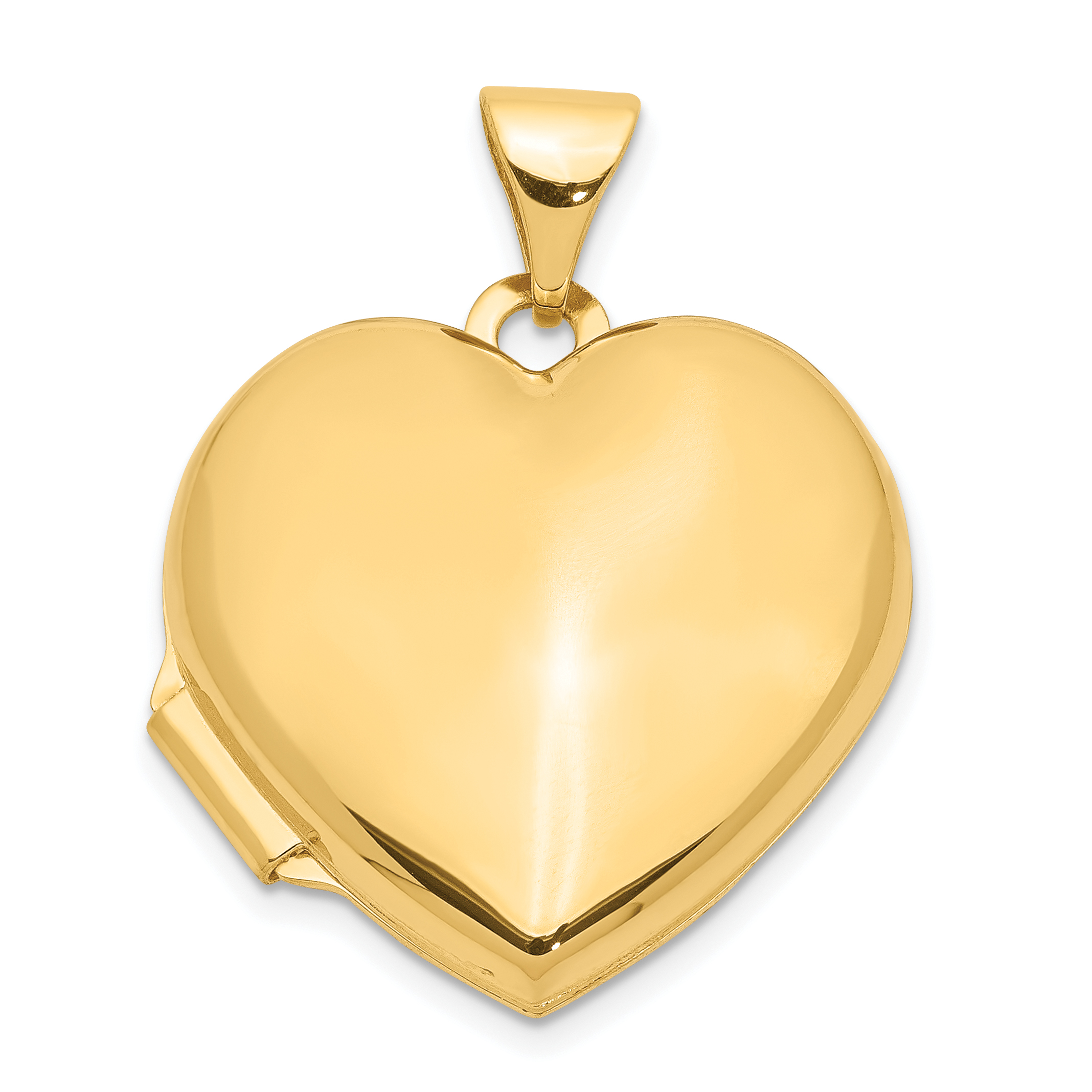 14k Polished Domed Plain 18mm Heart Locket (XL72)