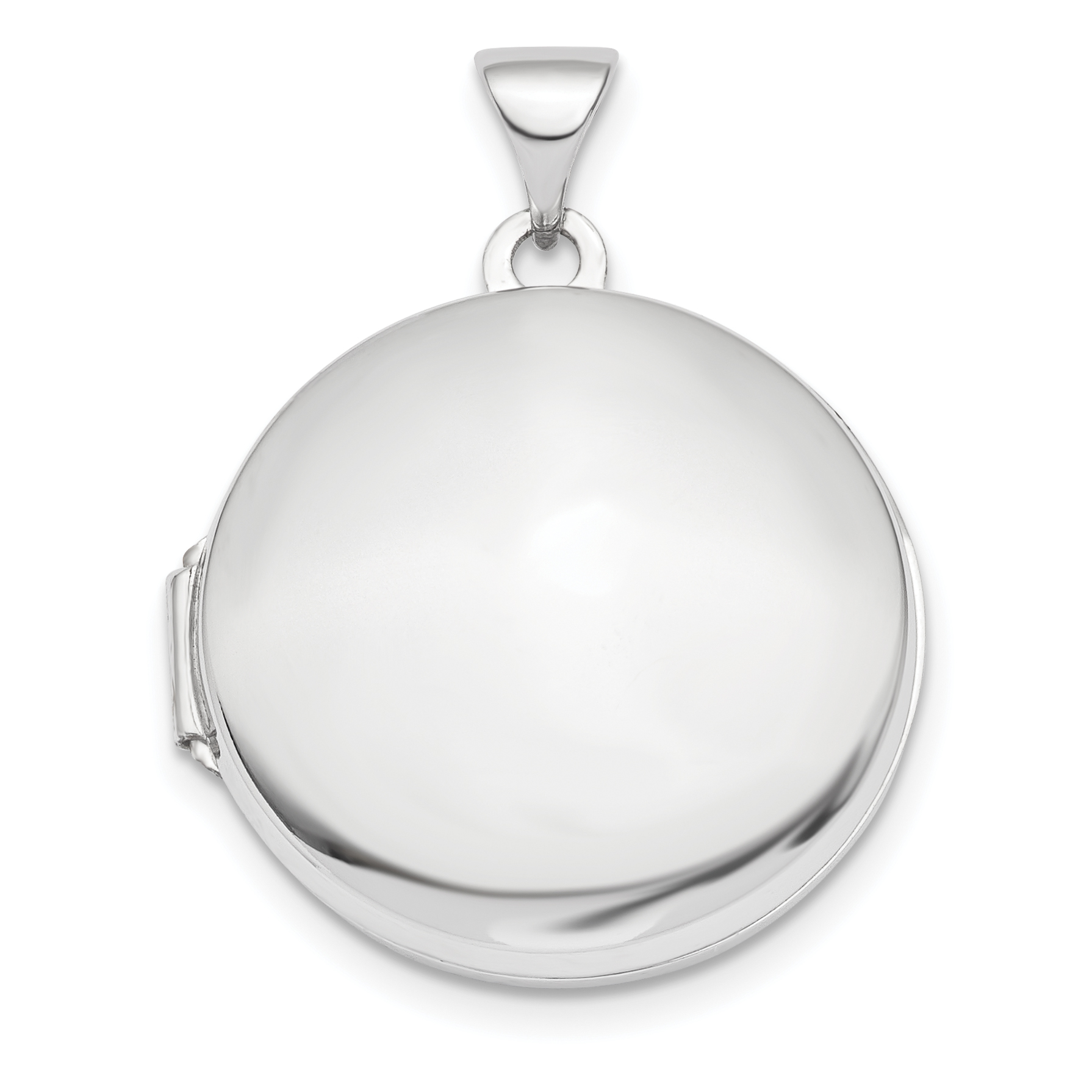 14k White Gold Polished Domed 20mm Round Locket (XL730)