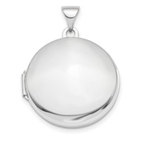 14K White Gold Polished Domed 20mm Round Locket view 1