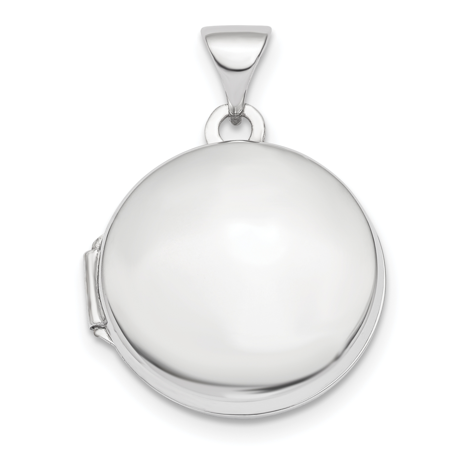14k White Gold Polished Domed 16mm Round Locket (XL731)
