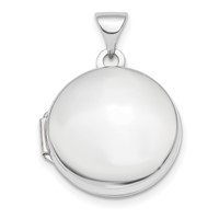 14K White Gold Polished Domed 16mm Round Locket view 1