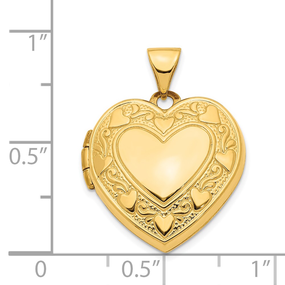 14k Heart Border Reverses to  Cut-out LOVE with Pink Fabric Interior 19mm Heart Locket (XL747)