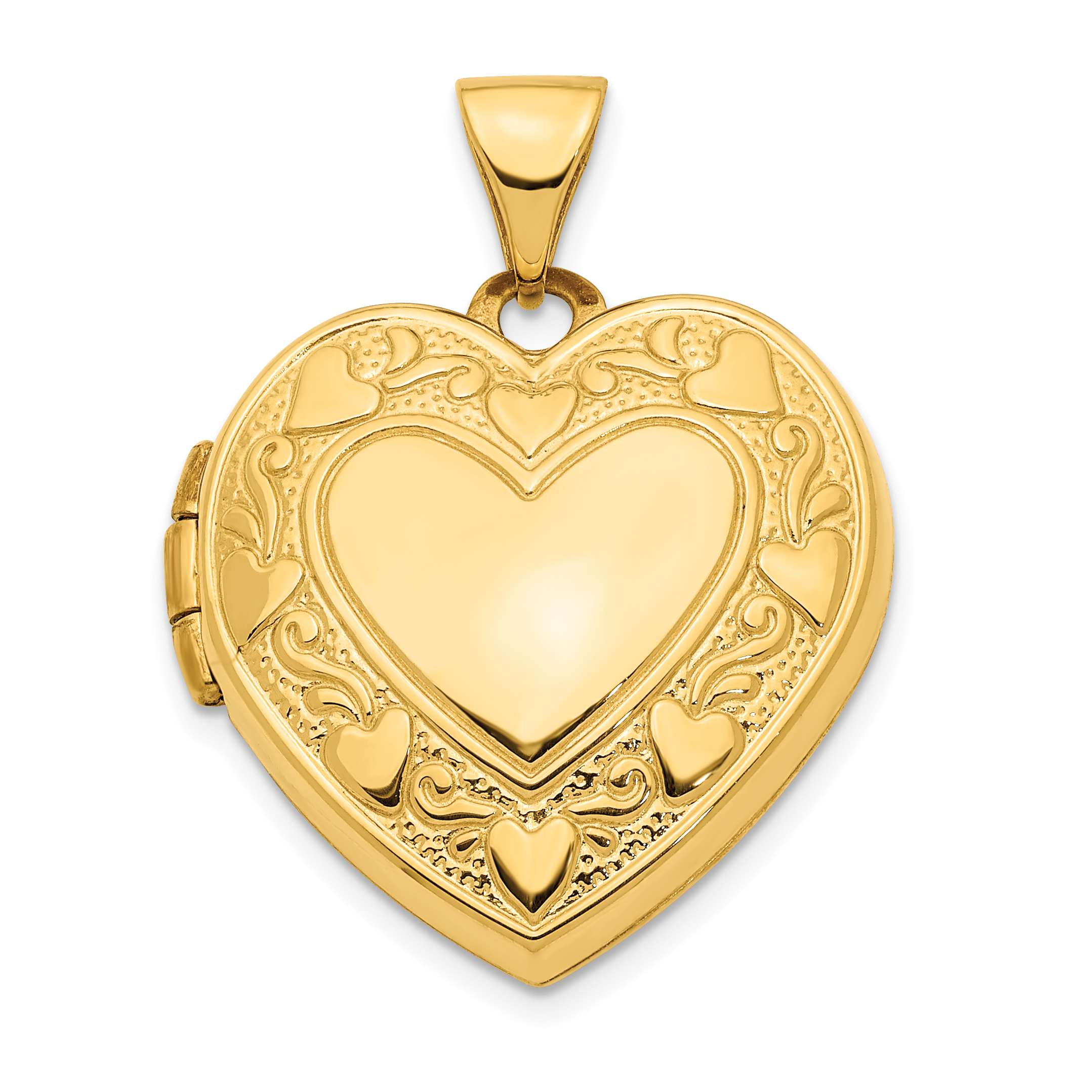 14k Heart Border Reverses to  Cut-out LOVE with Pink Fabric Interior 19mm Heart Locket (XL747)