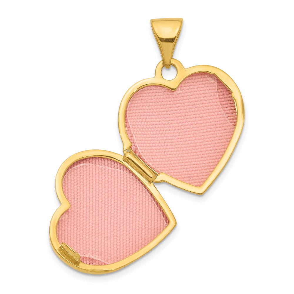 14K Polished and Textured Diamond 16mm Heart Locket (XL751)