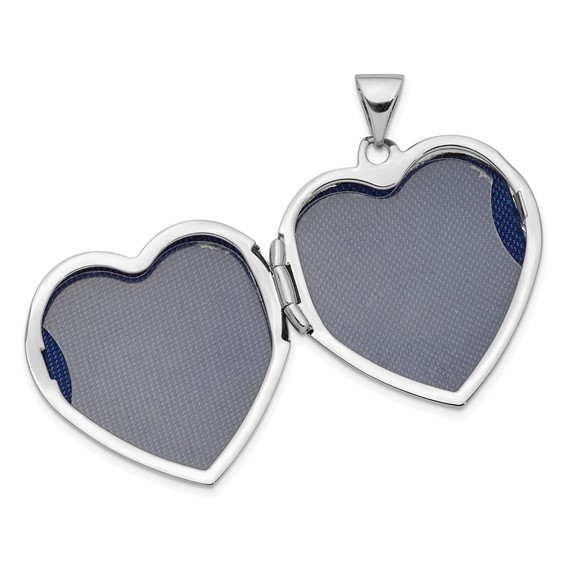 14K White Gold with Rose Rhodium 22mm Heart Locket