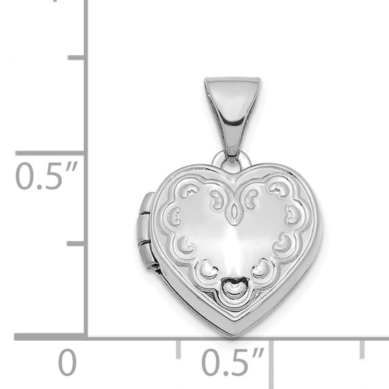 14K White Gold Heart Border 13mm Heart Locket