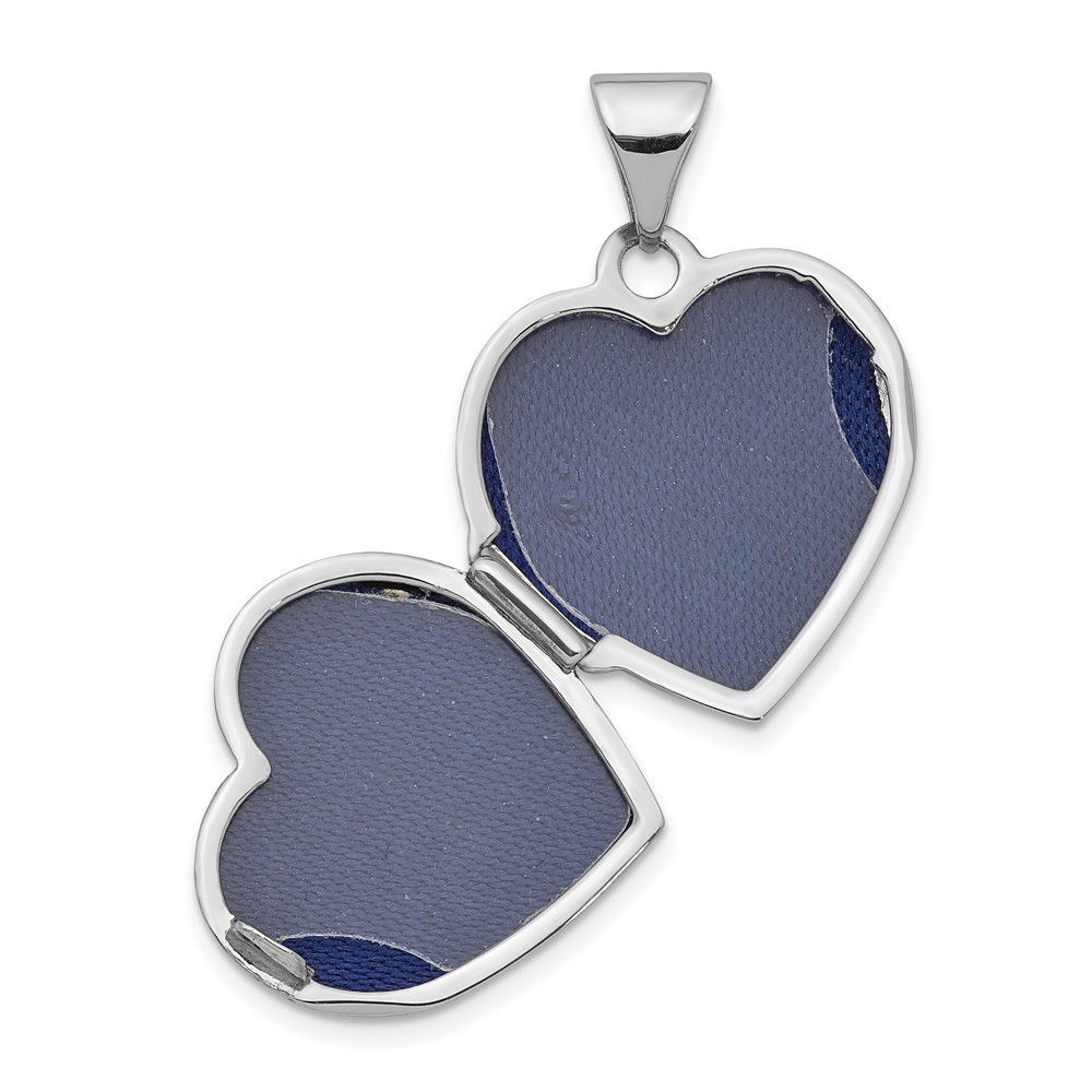 14k White Gold Floral 15mm Heart Locket (XL760)