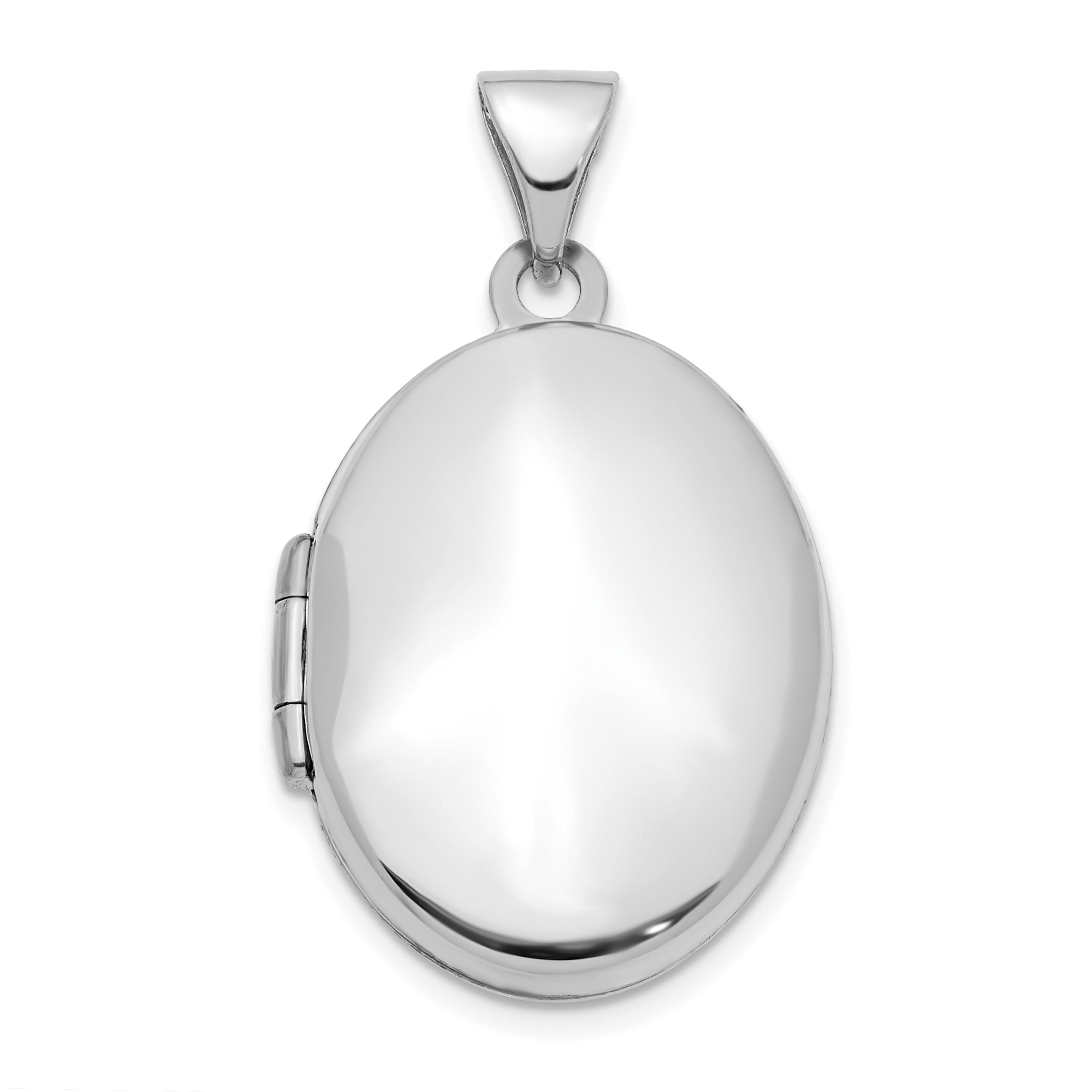 14k White Gold Polished Plain 21mm Oval Locket (XL777)