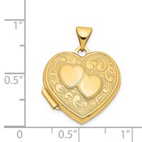 14K Yellow Gold Two Hearts 18mm Heart Locket view 5