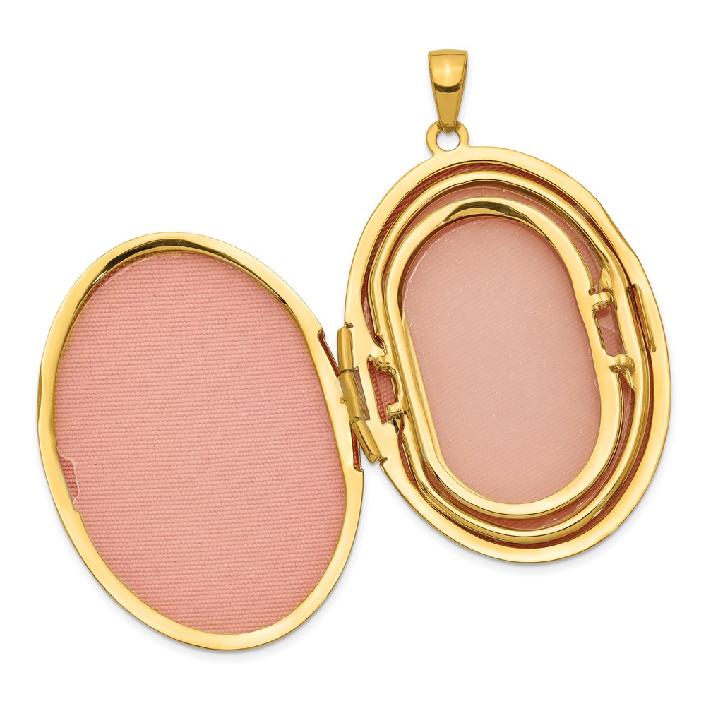 14K Fancy Engraved 38mm Oval Family Locket Holds 6 Photos (XL780)