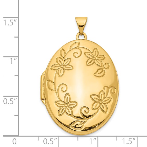 Gold Polished Floral Oval Lockets