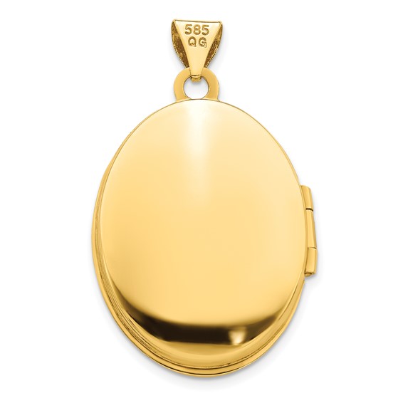 14k with White Rhodium Brushed and Polished Diamond Stars 21mm Oval Locket