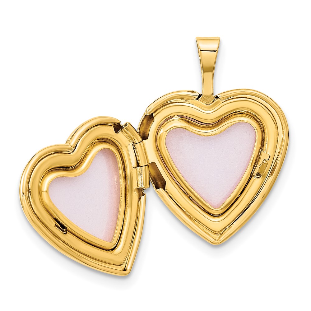 14k Polished and Satin I LOVE YOU Script 16mm Heart Locket (XL788)