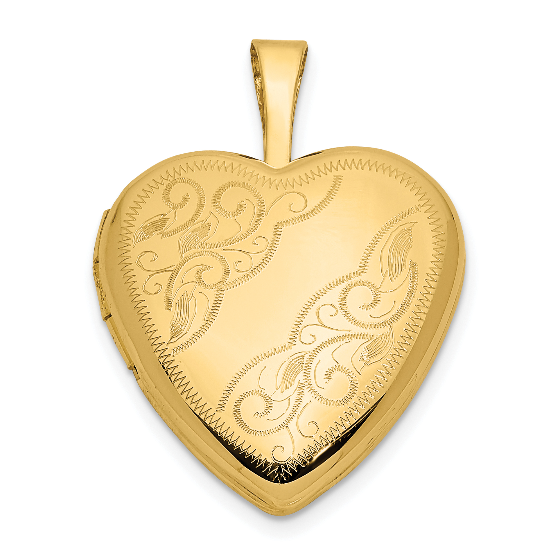 14k Leaf and Scroll 16mm Heart Locket (XL790)