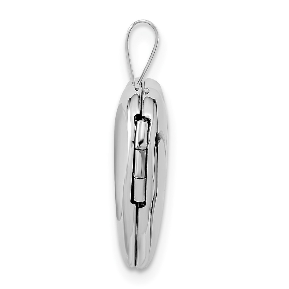 14k White Gold Two Interlocked Hearts 16mm Heart Locket (XL795)