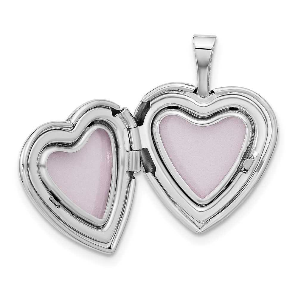 14k White Gold Two Interlocked Hearts 16mm Heart Locket (XL795)