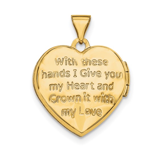 Gold Polished Claddagh Heart Lockets