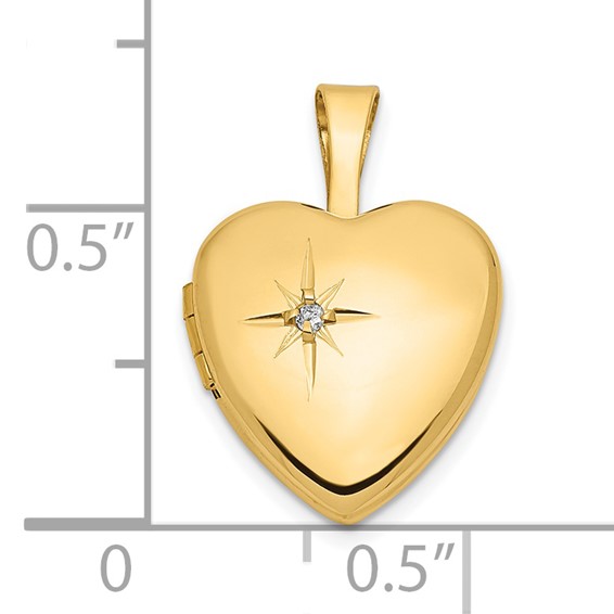 Gold Polished Diamond Heart Lockets