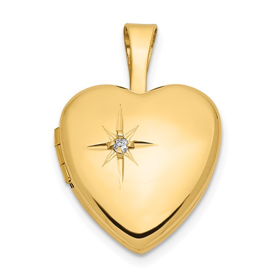 Gold Polished Diamond Heart Lockets