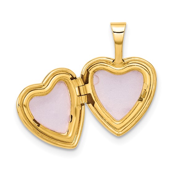 14k Polished Scrolled Border .01ct. Diamond Star 12mm Heart Locket