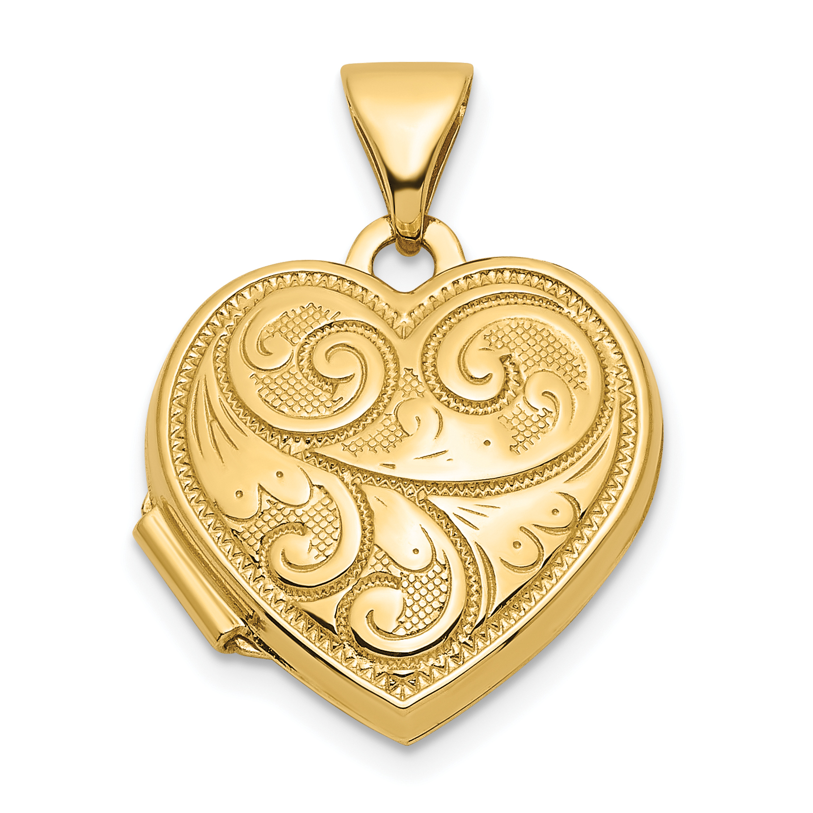 14k Reversible Swirl Design 15mm Heart Locket (XL804)