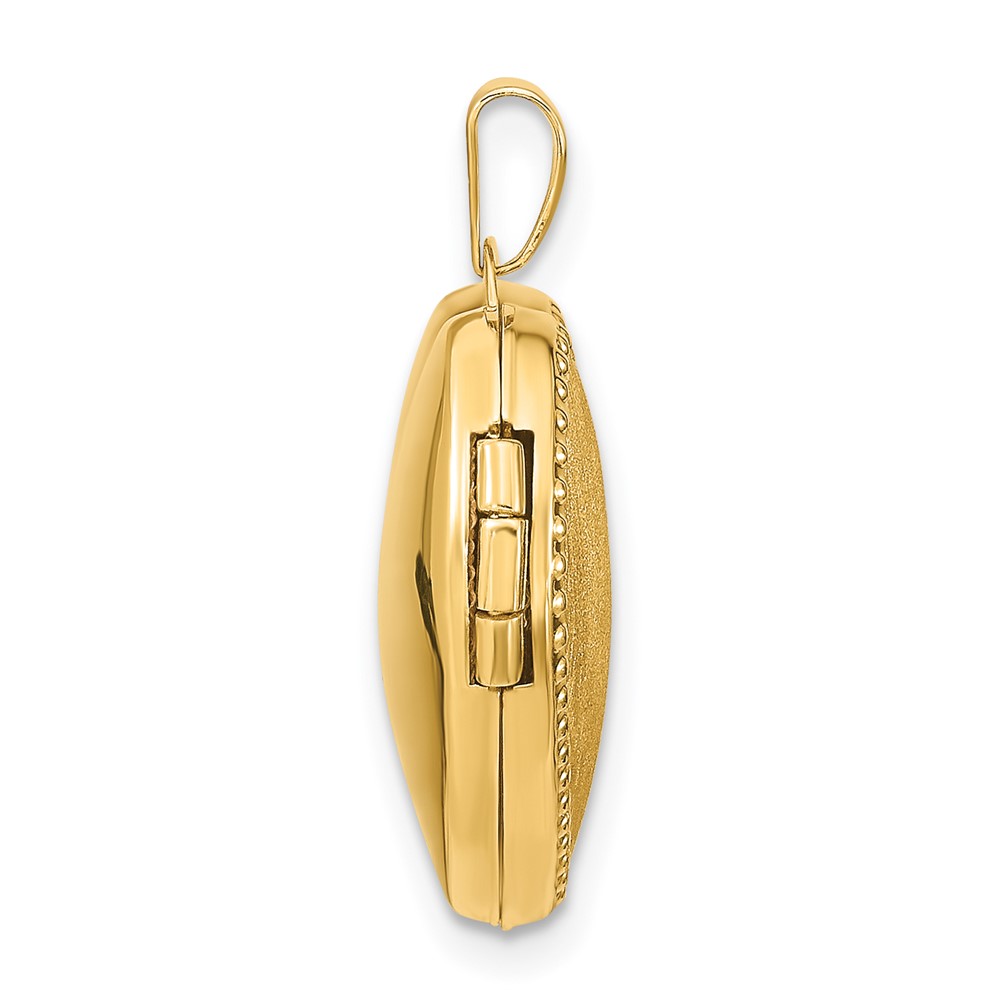 14k Brushed with Beaded Edge 18mm Heart Locket (XL810)